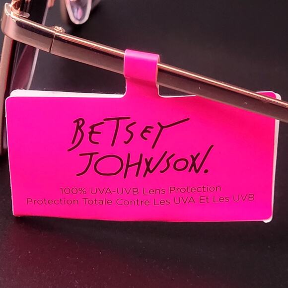 Betsey Johnson Rose Gold Glitter Shine Time Cateye Oversized Sunglasses NWT - Picture 4 of 8